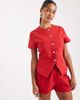 ASOS DESIGN ASOS DESIGN denim button up short sleeve top in letterbox red - 1