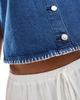 ASOS DESIGN ASOS DESIGN denim cami top with blanket stitch hem in mid blue-Navy - 4