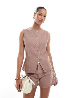 ASOS DESIGN ASOS DESIGN denim cami vest in mocha - part of a set-Brown