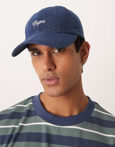 ASOS DESIGN ASOS DESIGN denim cap with logo-Blue