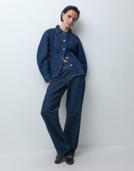 ASOS DESIGN ASOS DESIGN denim cinched shirt with cocoon sleeves in mid blue