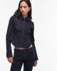 ASOS DESIGN ASOS DESIGN denim collar shirt with double ended zip in pinstripe - part of a set-Navy - 1