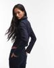 ASOS DESIGN ASOS DESIGN denim collar shirt with double ended zip in pinstripe - part of a set-Navy - 4