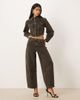 ASOS DESIGN ASOS DESIGN denim corset shirt jacket in brown - part of a set - 3