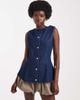 ASOS DESIGN ASOS DESIGN denim crew neck vest with peplum pleat detail in rinse-Blue - 2