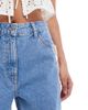 ASOS DESIGN ASOS DESIGN denim dad shorts with crochet inserts in mid blue - 4