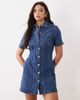 ASOS DESIGN ASOS DESIGN denim fitted mini shirt dress in rich blue - 1