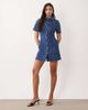 ASOS DESIGN ASOS DESIGN denim fitted mini shirt dress in rich blue - 2