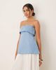 ASOS DESIGN ASOS DESIGN denim fold over bandeau top in light blue - 1