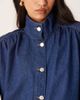 ASOS DESIGN ASOS DESIGN denim gathered shoulder funnel neck jacket in mid blue - 3