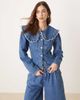 ASOS DESIGN ASOS DESIGN denim jacket with frill collar and seam detail-Blue - 1