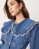 ASOS DESIGN ASOS DESIGN denim jacket with frill collar and seam detail-Blue - 3
