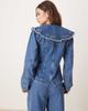 ASOS DESIGN ASOS DESIGN denim jacket with frill collar and seam detail-Blue - 4
