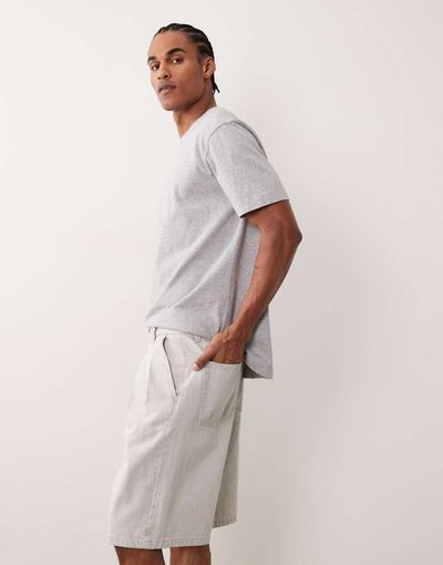 ASOS DESIGN ASOS DESIGN denim jorts in light gray with double pleats