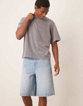 ASOS DESIGN ASOS DESIGN denim jorts with embroidered back pockets in mid wash blue