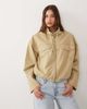 ASOS DESIGN ASOS DESIGN denim lightweight funnel neck jacket in stone-Brown - 3