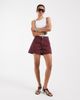 ASOS DESIGN ASOS DESIGN denim longer A-line shorts in burgundy-Brown - 2