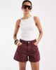 ASOS DESIGN ASOS DESIGN denim longer A-line shorts in burgundy-Brown - 3