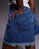 ASOS DESIGN ASOS DESIGN denim longline A line short in dark midwash with rip hem-Blue - 2