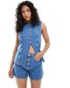 ASOS DESIGN ASOS DESIGN denim longline a line shorts in mid blue - part of a set - 1