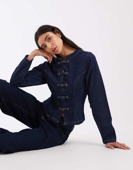 ASOS DESIGN ASOS DESIGN denim mandarin jacket in rinse-Blue