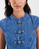 ASOS DESIGN ASOS DESIGN denim mandarin top in mid blue - 4