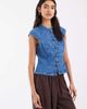 ASOS DESIGN ASOS DESIGN denim mandarin top in rinse-Blue - 1