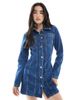 ASOS DESIGN ASOS DESIGN denim mini shirt dress with seam and pocket detailing in mid blue - 1