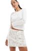 ASOS DESIGN ASOS DESIGN denim mini skirt in washed floral print-Neutral - 2