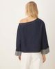 ASOS DESIGN ASOS DESIGN denim off the shoulder top with rolled cuffs in rinse wash-Navy - 3