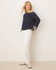 ASOS DESIGN ASOS DESIGN denim off the shoulder top with rolled cuffs in rinse wash-Navy - 4