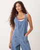 ASOS DESIGN ASOS DESIGN denim overalls jumpsuit with cross back in mid wash-Blue - 4