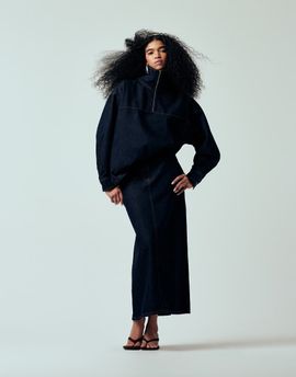 ASOS DESIGN ASOS DESIGN denim oversized funnel jacket in indigo - part of a set-Navy