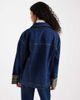ASOS DESIGN ASOS DESIGN denim oversized jacket with plaid print cuff detail in indigo-Blue - 2