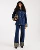 ASOS DESIGN ASOS DESIGN denim oversized jacket with plaid print cuff detail in indigo-Blue - 4
