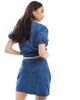 ASOS DESIGN ASOS DESIGN denim pelmet skirt with blanket stitch hem in mid blue-Navy - 4