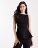 ASOS DESIGN ASOS DESIGN denim peplum top with bow back detail in washed black - 2