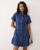 ASOS DESIGN ASOS DESIGN denim pleat hem shirt dress in midwash blue - 1