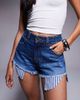 ASOS DESIGN ASOS DESIGN denim ripped shorts with dropped pocket bag in dark wash-Blue - 2