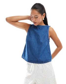 ASOS DESIGN ASOS DESIGN denim shift tank top in mid blue