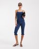 ASOS DESIGN ASOS DESIGN denim shirred capri pants in darkwash - part of a set-Blue - 2