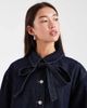 ASOS DESIGN ASOS DESIGN denim shirt with bow tie neck in rinse wash-Navy - 3