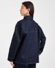 ASOS DESIGN ASOS DESIGN denim shirt with bow tie neck in rinse wash-Navy - 4