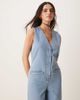 ASOS DESIGN ASOS DESIGN denim sleeveless jumpsuit with tie back in lightwash blue - 3