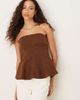 ASOS DESIGN ASOS DESIGN denim structured peplum bandeau top in chocolate-Brown - 1