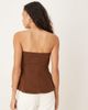 ASOS DESIGN ASOS DESIGN denim structured peplum bandeau top in chocolate-Brown - 4