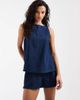 ASOS DESIGN ASOS DESIGN denim tie back shell top in inky wash - part of a set-Navy - 3