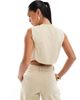 ASOS DESIGN ASOS DESIGN denim vest in sand - part of a set-Neutral - 4
