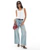 ASOS DESIGN ASOS DESIGN denim zip through square neck top in ecru-White - 1