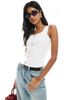 ASOS DESIGN ASOS DESIGN denim zip through square neck top in ecru-White - 2